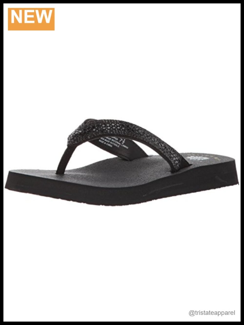 Rhinestone embellished leather flip flop sandal